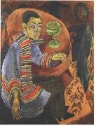 Ernst Ludwig Kirchner The drinker - selfportrait painting